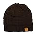 BASICO Unisex Warm Chunky Soft Stretch Cable Knit Beanie Cap Hat(A-Coffee)