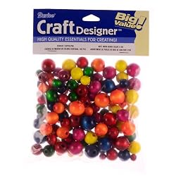 Round Wood Beads, Assorted Sizes & Colors, 150 Pc Bag