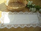 Vintage Handmade Bobbin Lace and Embroidery White Table Runner