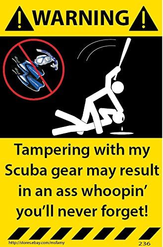 Scuba Warning Sticker Decal 236