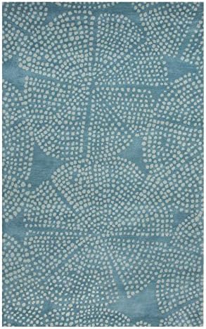 Jaipur Rugs Hand-Tufted Coastal Pattern Wool Blue/Ivory Stipple Flower Rectangle Area Rug Capri/Sea Mist Green 5x8