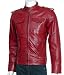 Xport Design's Men's Banded Collar Biker Red Leather Jacket, X-Large