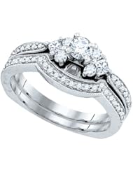0.62CTW DIAMOND 0.20CT CENTER ROUND BRIDAL SET