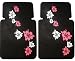 Front Car Truck SUV Rubber Floor Mats - Hawaiian Hibiscus Flowers Pink & White