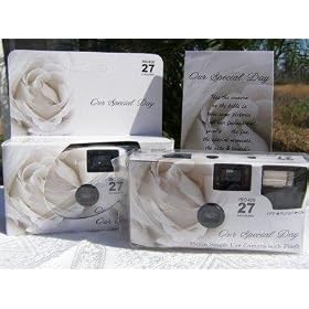 Click here to buy 10 Pack Soft White Rose Wedding Disposable 35mm Cameras In Matching Gift Boxes- 27 Exposures... by The Camera Depot.