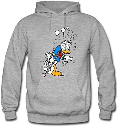 HanjieO Popular Donald Duck Long Sleeve Hoodies For Men Medium Gray