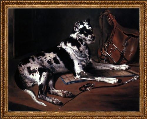 Bernard De Gempt Recumbant Great Dane - 16" x 20" Framed Premium Canvas Print