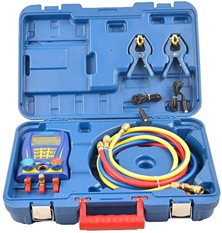 Digital Testing Manifolds Refrigerant Pressure Vacuum Gauge with 3 Pcs (36")charging Hose