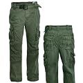 Eight2Nine Herren Cargohose coole Vintage Style mit vielen Taschen und washed Effekt Men Cargo Pant mit G�rtel, oliv