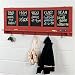 Red Partitioned Chalkboard with Hooks