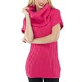 GO International&reg; Cowl Neck Short Sleeve Sweater - Pink