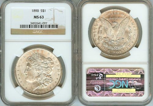 1890-P Morgan US Silver $1 Dollar BU NGC Certified MS63
