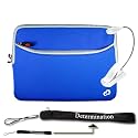 New Blue Amazon Kindle DX Carrying Sleeve With Extra Pocket + Determination Hand Strap + E Reader Light (White)