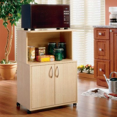 Nexera Delissio Microwave Kitchen Cart in Natural Maple