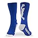 ChalkTalkSPORTS Athletic Half Cushioned Crew Socks | Basketball Player Design | Royal Blue/White