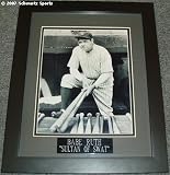 Babe Ruth Yankees 11x14 Framed & Double-Matted B&W Photo w/Name Plate