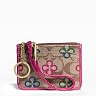 COACH Peyton Signature Clover Skinny Mini ID Wallet Key Chain 48852