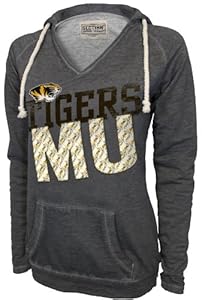 NCAA Missouri Tigers Women's Sassy V-Neck Pullover, Lt. Charcoal, X-Small