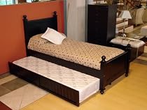 Solid Pine Twin Bed with Trundle Black