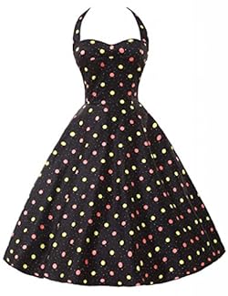 Polka Dot Print Cocktail Cotton Vintage Evening Dress/Prom Dress/Party Dress 