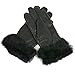 Alpine Swiss Women's Leather Dressy Gloves Rabbit Fur Trim Cuff Thermal Lining