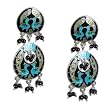Ideas for Presents Silver Enamel Earrings 2 inches