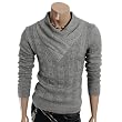Doublju Mens Pullover Shirring Neck Sweaters(KUS01)