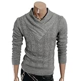 Doublju Mens Pullover Shirring Neck Sweaters(KUS01)