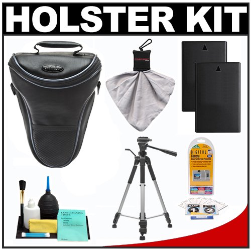 Rokinon Leather-Style Digital SLR Holster Camera Case for Mid-Large Size Zoom Lenses with (2) EN-EL9a Batteries + Tripod + Accessory Kit for Nikon D5000, D3000, D60, D40 & D40x