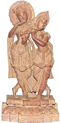 ShalinCraft Collectible-Figurines Hindu Religious Statue Stone Carving Lord Krishna and Radha 4
