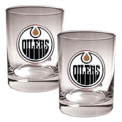 Edmonton Oilers NHL 2pc Rocks Glass Set - Primary Logo by Great American Products