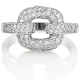 Sterling Silver 925 Cubic Zirconia CZ Square Ring - Womens Fashion Right Hand Ring