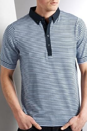 Autograph Short Sleeve Stripe Polo Shirt [T30 -0133a-S-LCTB]