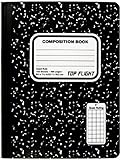 Top Flight Sewn Marble Composition Book, Black/White, Quad Rule, 4 Squares per Inch, 9.75 x 7.5 Inches, 100 Sheets (41320)