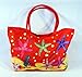 Waterproof Jumbo Red Canvas Beach Tote Bag Sea Starfish Design Zipper Closure 24 X 15 X 6