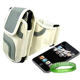 White Nylon & Mesh Neoprene Armband for Apple iPod Touch 4 ( 4g , 16gb , 32 gb ) + Custom Cut Full Body iPod Touch 4th Generation Screen Protector + VG Brand Live * Laugh * Love Wrist Band!!!