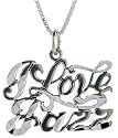 Sterling Silver "I Love Jazz" 1" (25 mm) wide Talking Charm.