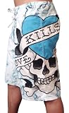 New Ed Hardy Love Kills Slowly White Board Shorts Swim Surf Trunks