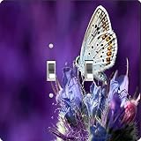 Rikki Knight Butterfly on Purple Design Double Toggle Light Switch Plate
