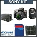 Sony (alpha) A330, 10.2 MP DSLR Camera Two Lens Kit, with 18-55mm, 55-200mm SAM Lenses, 8GB SD Memory Card, Camera System Bag, Digital Memory Case(4)