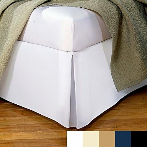 Sathi Bedding 300-TC Sateen 1-PC Luxury Split Corner Tailered Bed Skirt King/Eastern King Solid White 18'' Inches Drop Length 100% Egyptian Cotton