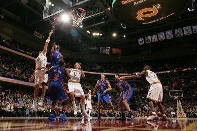 New York Knicks v Cleveland Cavaliers: Amare Stoudemire, Anthony Parker and Anderson Varejao Sports Photographic Poster Print by David Liam Kyle, 36x24
