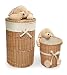 Baby : Badger Basket Company Hamper and Wastebasket Set with Smile Plush Animal in Natural