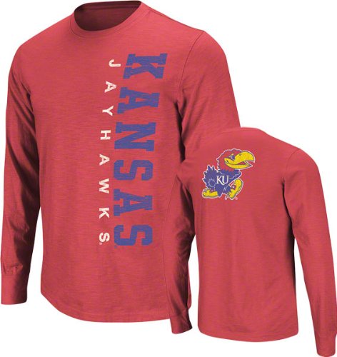 Kansas Jayhawks Red Hurricane Slub Knit Long Sleeve T-Shirt