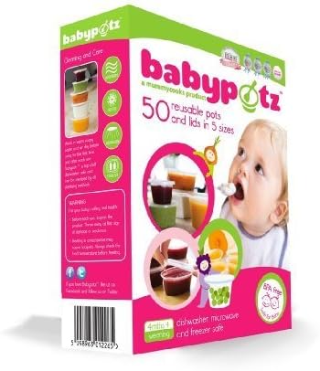 Babypotz - 50 BPA Free Plastic Reusable Containers for Freezing Baby Food / Weaning Pots by Babypotz