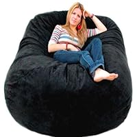 6-feet X-large Black Cozy Sac Foof Bean Bag Chair Love Seat