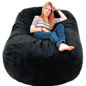 6-feet X-large Black Cozy Sac Foof Bean Bag Chair Love Seat