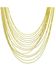 18 Karat Gold over Silver Diamond-cut Multi-strand Ball Necklace (18 Inch)