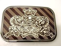 Metal Belt Buckle Flash Tattoo Skull Crown Crest Punk EMO Rock Biker, Vivid Tattoo Art Belt Buckle