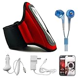 Red Moisture Resistant Protective Neoprene Exercise Workout Armband with Ad ....